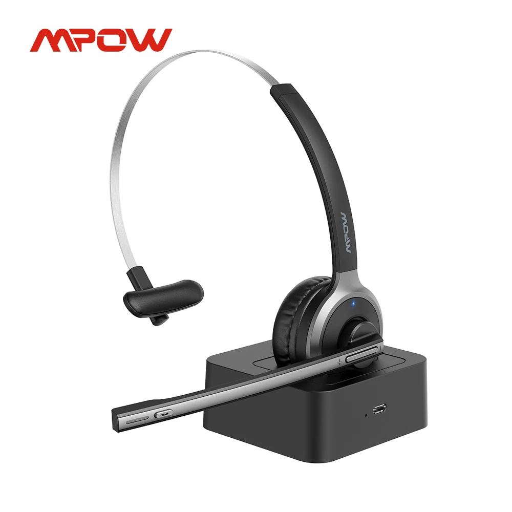 Mpow M5 Pro Bluetooth Headset V 5,0 Drahtlose Computer Kopfhörer mit Noise Cancelling Mic Lade Basis für PC Laptop Büro skype