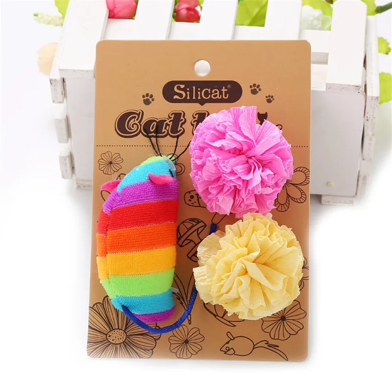 Cat Interactive Mouse Toy Catnip Toy Paper Card Set Cat Supplies Toys Plush Toy Rainbow Color Mouse Bite And Scratch Resistant