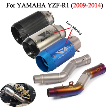 

For Yamaha YZF R1 (2009-2014) Motorcycle Exhaust System Slip On Connect Mid Pipe with AR Austin Racing Muffler Pipe Escape Moto