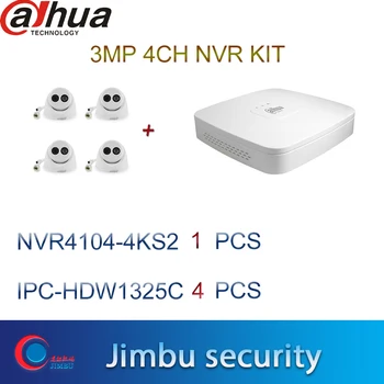 

Dahua 4 camera system NVR kits 4CH 4K video recorder NVR4104-4KS2 & 3MP IP camera 4pcs security camera IPC-HDW1325C