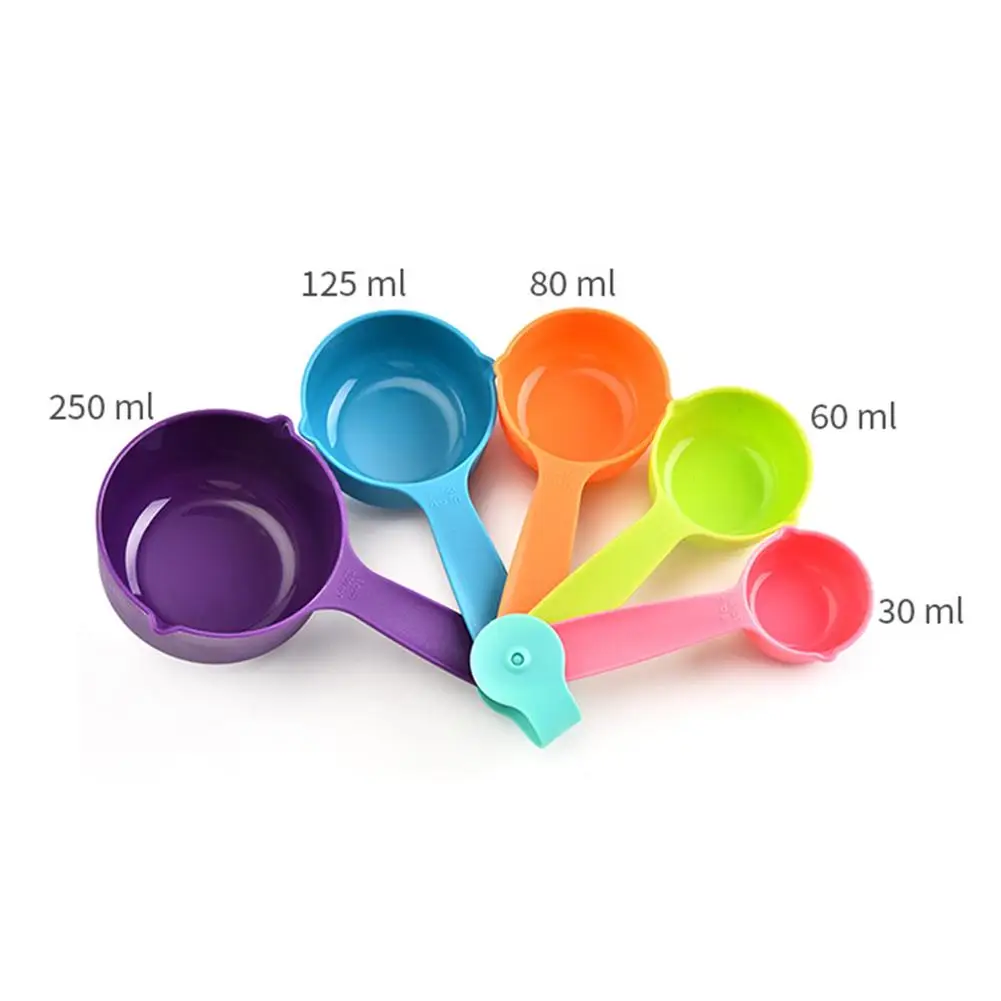 Plastic Measuring 5Pcs Cups Spoon Coffee Sugar Scoops Home Baking Coffee Tea Flour Measuring Kitchen Measuring Tool Utensil