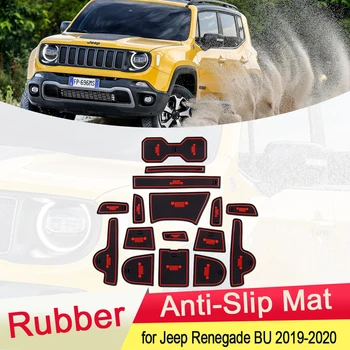 

for Jeep Renegade 2019 2020 Facelift Model Rubber Anti-slip Mat Door Groove Cup Phone Pad Gate Slot Coaster Interior Accessories