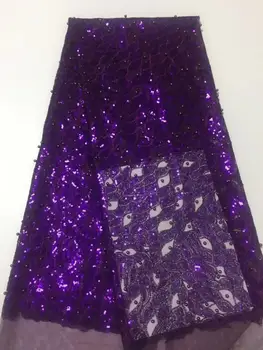 

NEW High Quality 2019 Tulle sequins Beaded French Nigerian Lace Fabrics Pearls Embroidered Guipure African 3d Lace Fabric gold