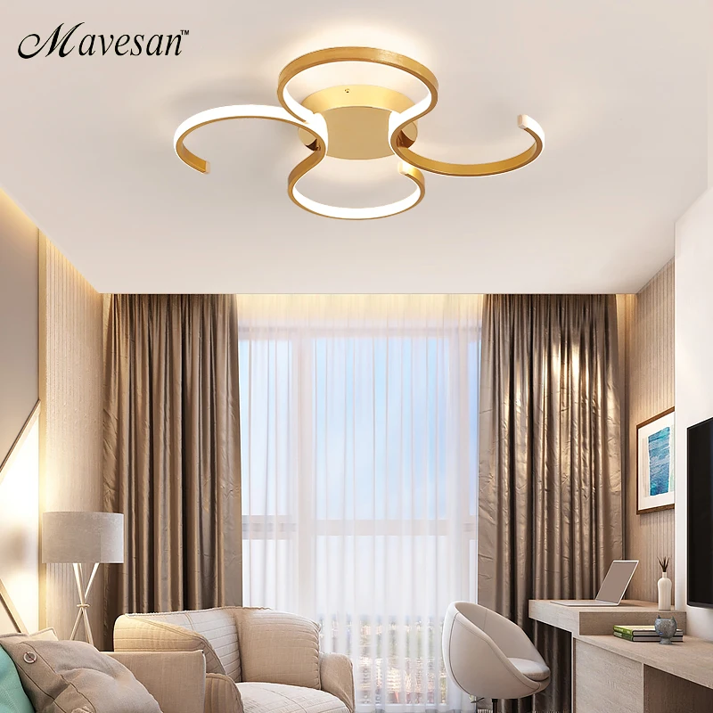 

LED ceiling lights gold body Modern living room for bedroom support 110V and 220V Remote control led lamps