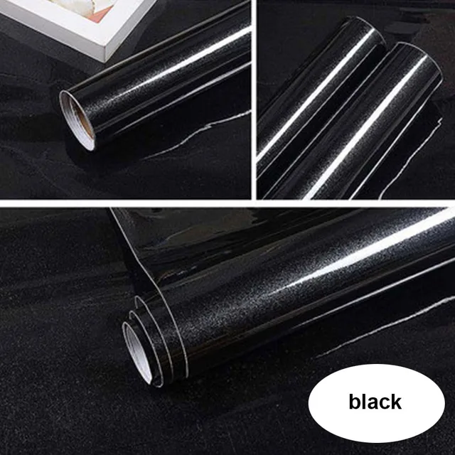 White DIY Decorative Sticker Old Furniture Renovation Self-Adhesive Wallpaper Kitchen Cabinet Wardrobe PVC Waterproof Wall Paper Flash point Black