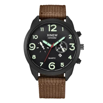 

Fashion Canvas Men Calendar Watch Casual Nylon Band Military Quartz Wristwatch Modern Simple Arabic Numeral Dial Watches