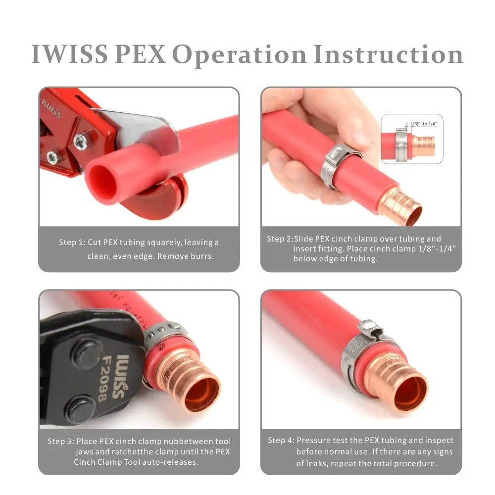 Iwiss Pex Cinch Clamp Tool For Fastening Stainless Clamps From 3/8inch