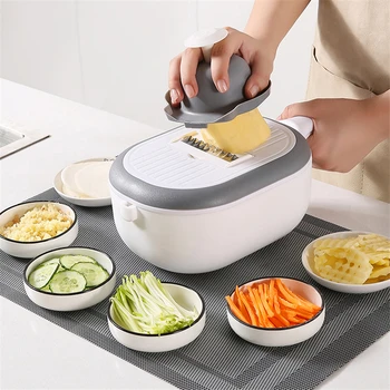 

Multifunctional Vegetable Cutter 6 Blades Shredded Potato Shredder Radish Grater Slicer Drain Basket Kitchen Accessories