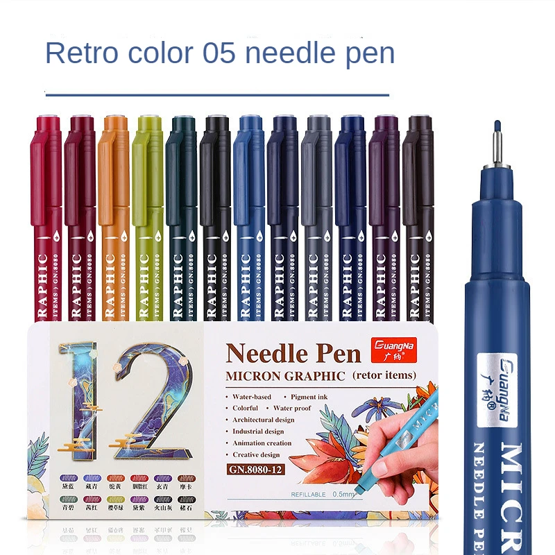 Finliner 0.5 Mm Vintage 12 Colors Fineliner Pens Color Fine Line