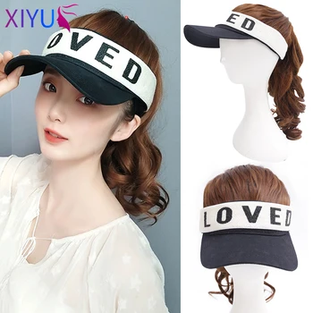 

XIYUE Natural Fake Hair Ponytail Extension Wig Visor Sports Shade Baseball Cap Wig Adjustable Easy to Wear Hat Wig For Girl