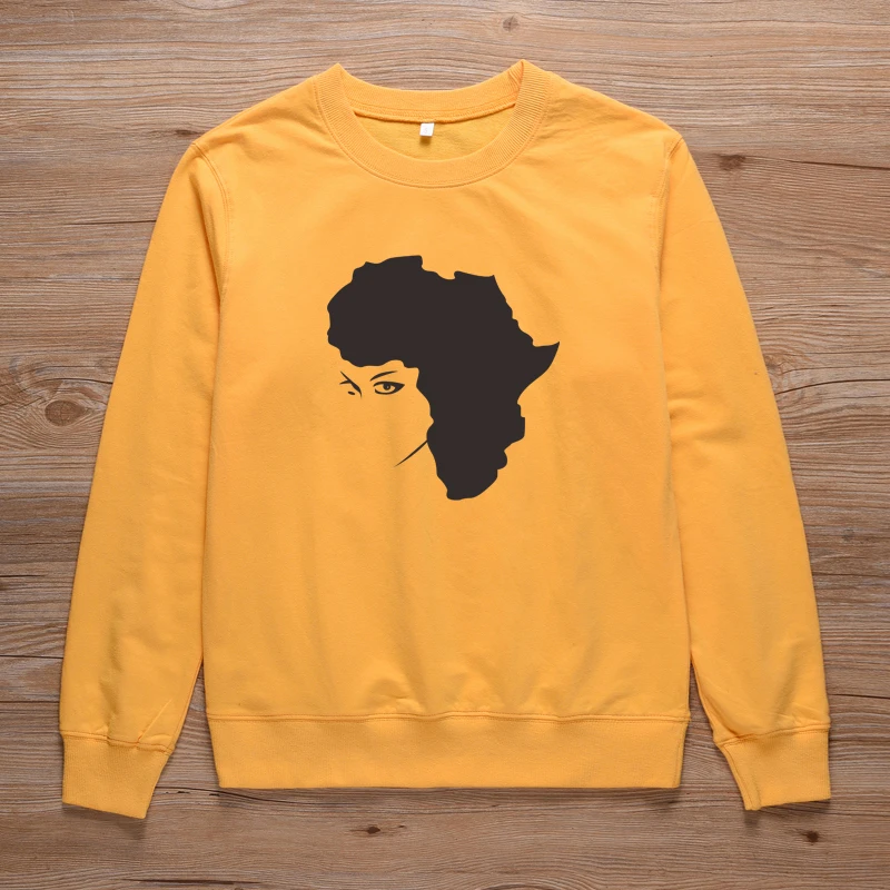 ONSEME Afro Lady Graphic Sweatshirts Unisex Africa Map Print Hoodies Women Streetwear Melanin Crewn