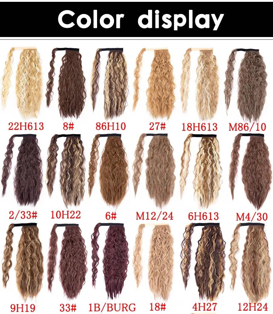 Leeons 20'' Synthetic Ponytail Hair pieces Heat Resistant Fiber Straight Ribbon Clip In Hair Extension 21 colors Brown Black