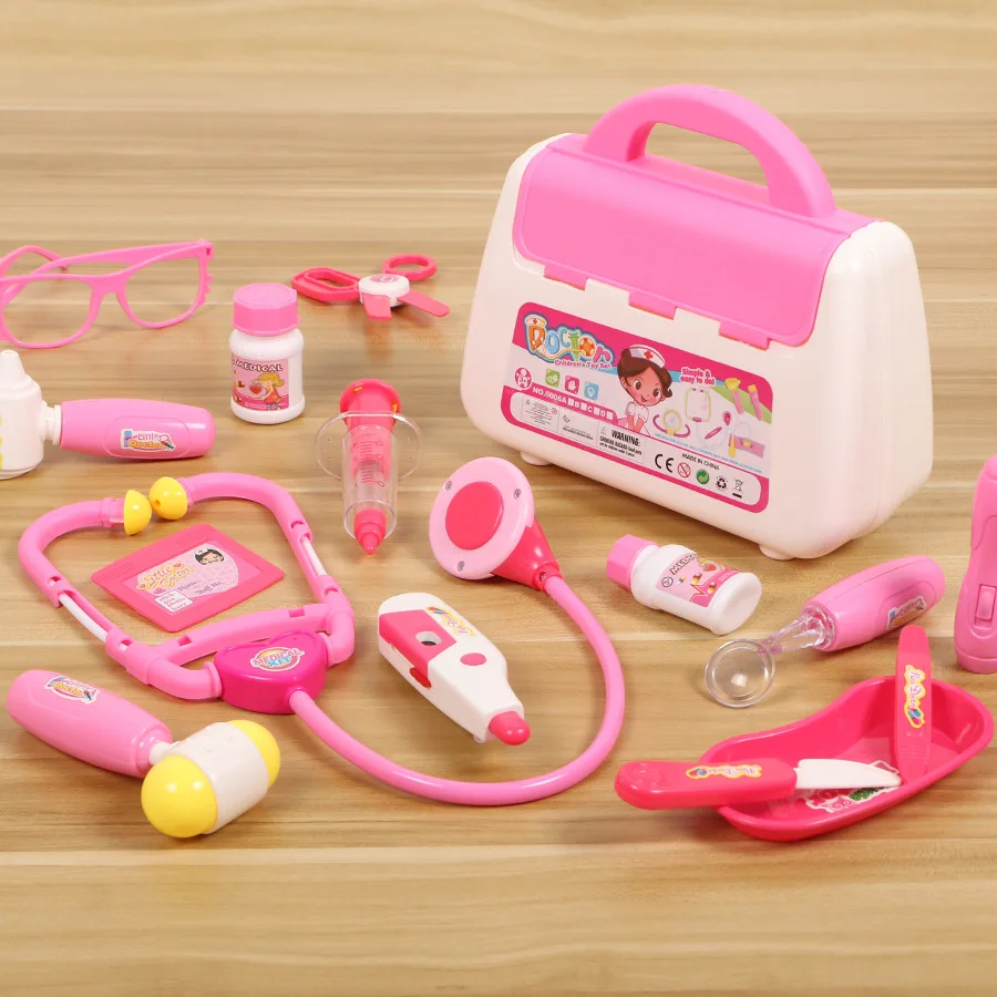 

Children Model Play House Toys Medicine Cabinet Fun Doctor Nurse Tool Kit 15 Pieces Light Included Photo IC