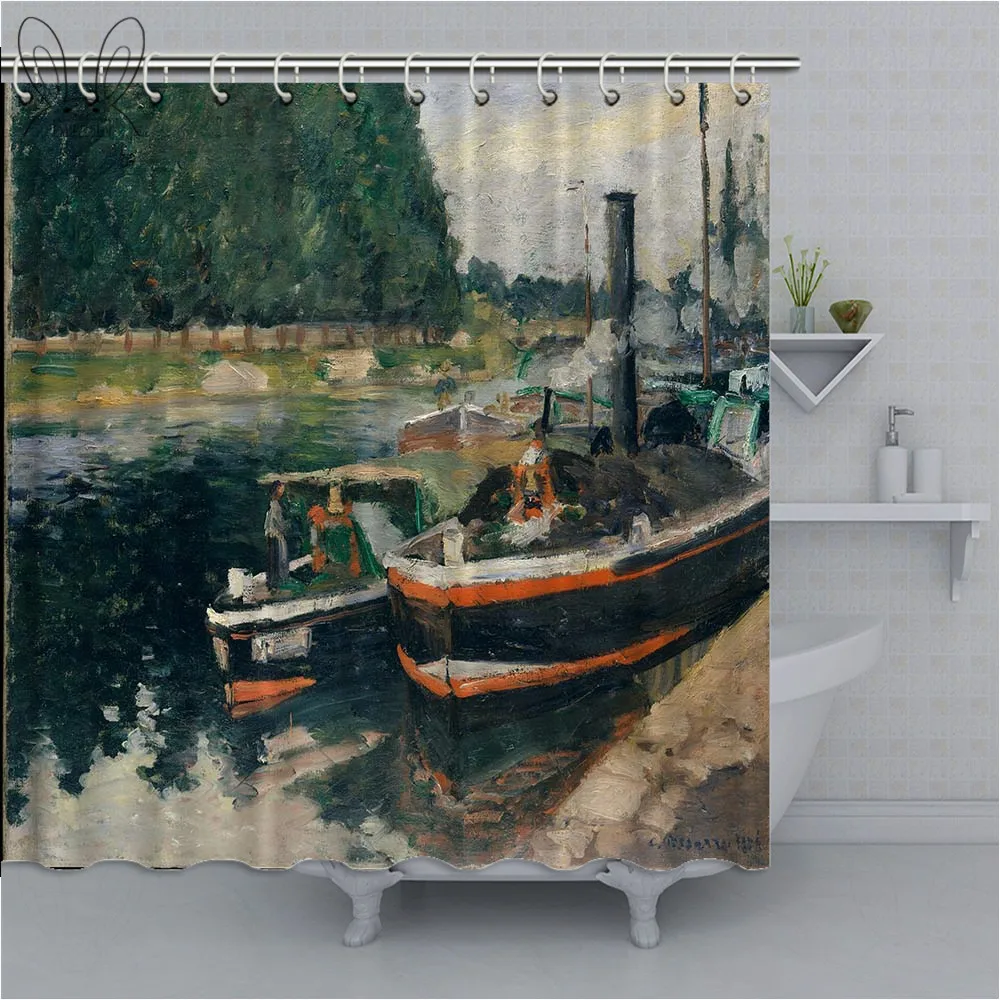 Aplysia картина маслом для ванной занавеска для душа с принтом лодки высокое качество водонепроницаемый экран для ванной украшение дома - Цвет: 041