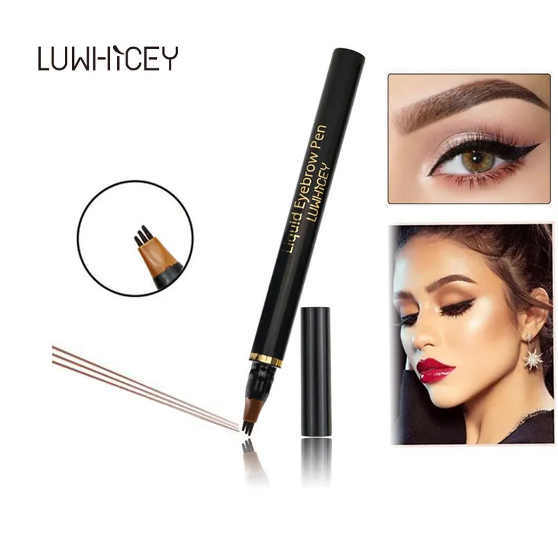 Microblading, ручка для бровей, водостойкая, натуральная вилка, кончик для бровей, карандаш для татуировки, макияж, 4 цвета, для бровей, жидкий, для бровей, ТИНТ