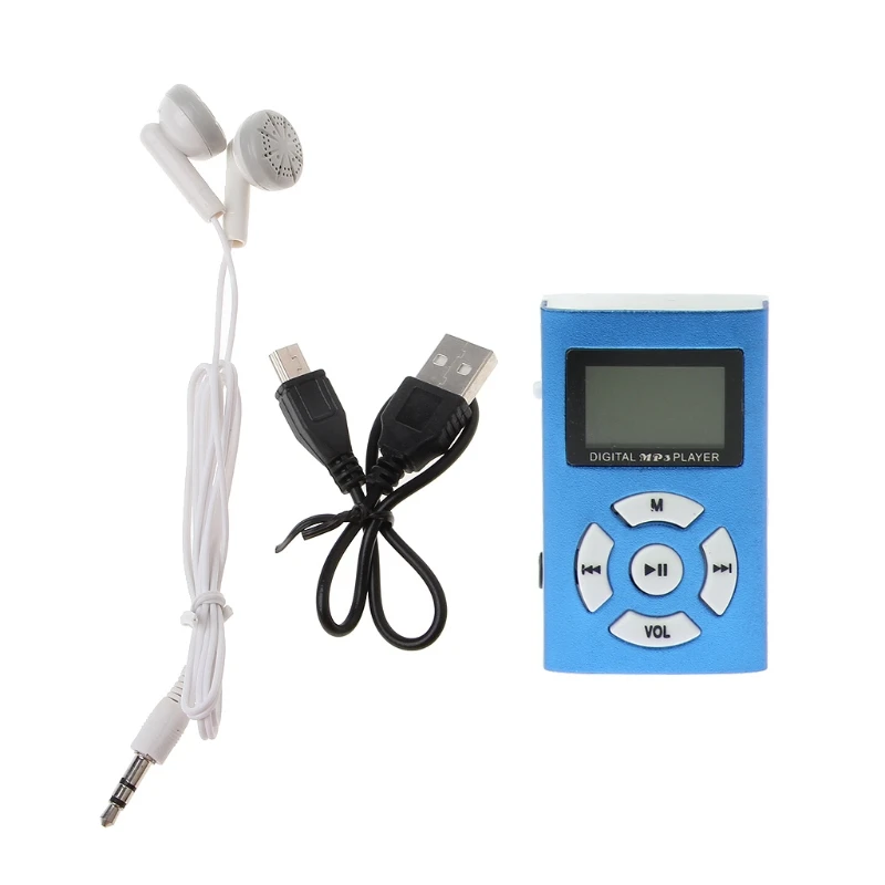 Синий Мини USB алюминиевый ЖК-экран 32 ГБ Micro SD TF карта цифровой музыкальный mp3-плеер с наушником usb кабель для зарядки - Цвет: Синий