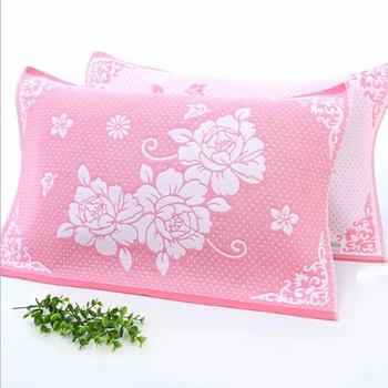 

1PC Pink Blue Jacquard Gauze Cotton Pillow Towel Bed Throw Pillowcase Cover Homestuck Pillow Cases Towel 79x54cm