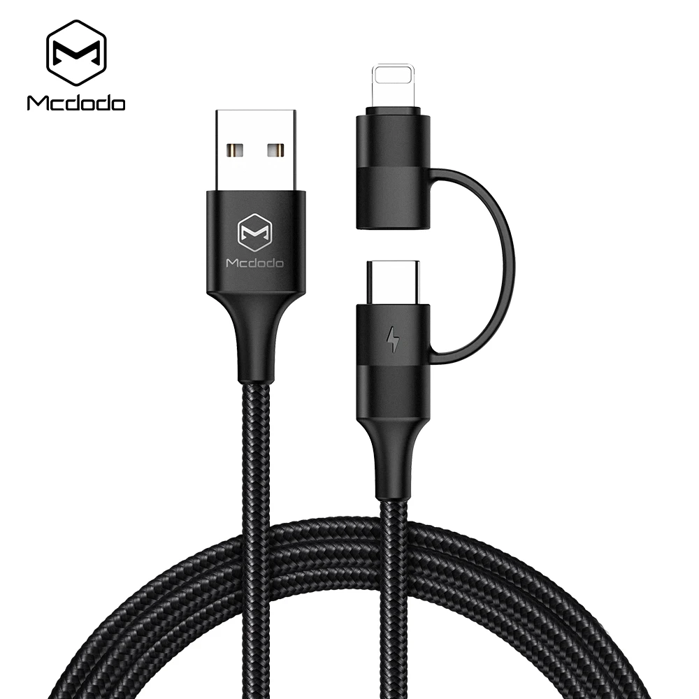 2 в 1 для usb c для lightning зарядный кабель для iPhone xs xr 8 7 6 samsung s8 s9 huawei Быстрый usb зарядный кабель QC4.0 светодиодный свет - Цвет: Черный