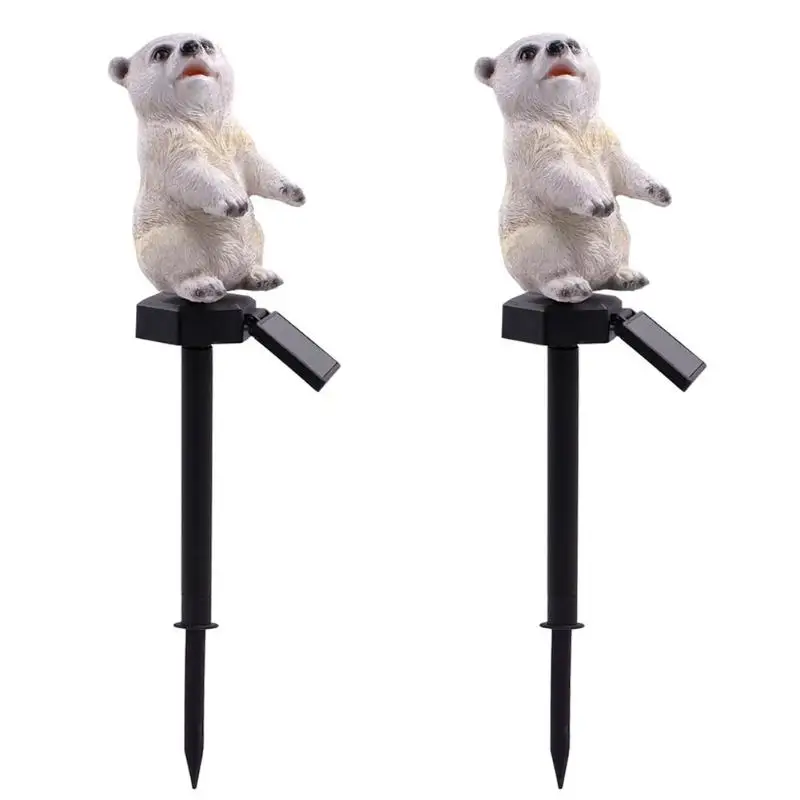 Светодиодный светильник на солнечных батареях, белый медведь, лужайка, садовый пейзаж, декоративная лампа