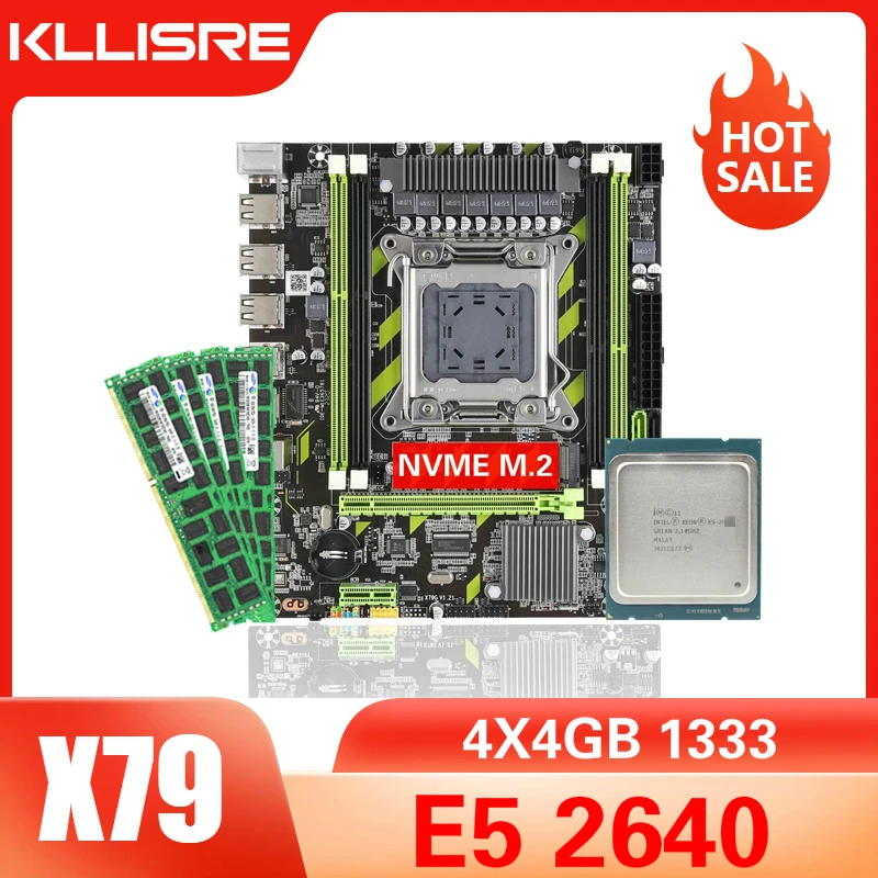 Комплект материнской платы Kllisre X79 набор для Xeon E5 2640 LGA 2011 4 шт. x ГБ = 16 Гб 1333 DDR3