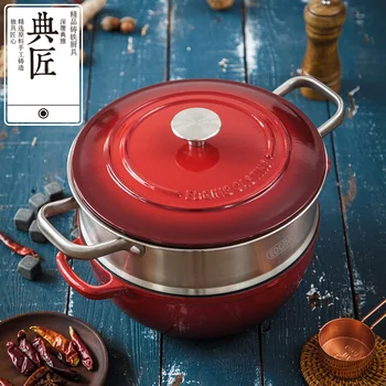 

cast iron stew pot 304 stainless steel steam drawer household enamel cooker induction cooker of kitchen burning gas