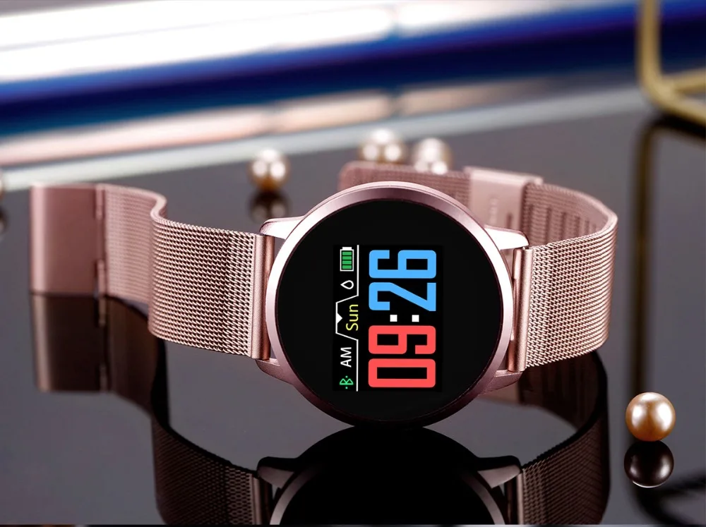 Умные часы Q8 из розового золота с цветным экраном, умные часы для женщин, модные фитнес-трекер, пульсометр, кровяное давление, кислородный браслет, часы