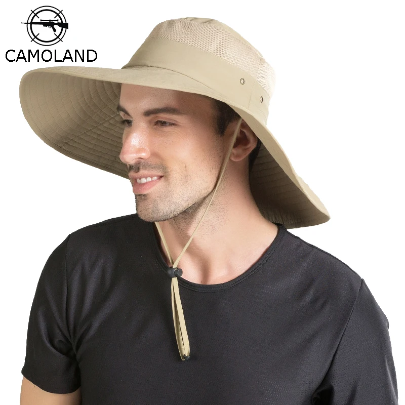 

CAMOLAND 15cm Super Large Wide Brim Bucket Hat Summer UPF50+ Sun Hat For Men Outdoor Waterproof Hiking Fishing Breathable Hats