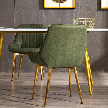 

Nordic Luxury Dining Chair Vintage Golden Iron Dressing Table Chair High Quality PU Nail Stool Livingroom Chairs