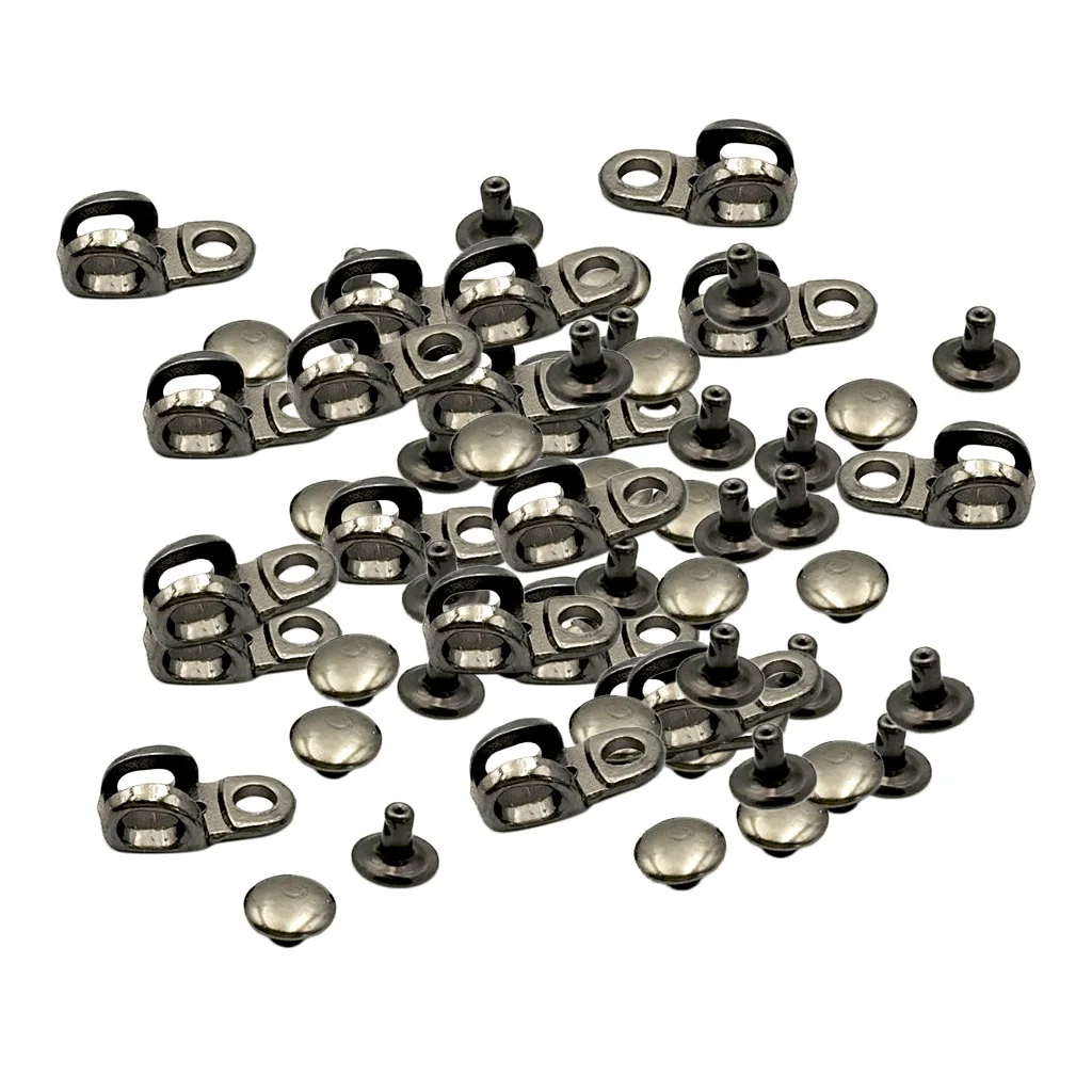 

20Pcs Metal Boot Hooks Shoelace Fittings with Rivets for Camp Hike Climbing Repair Leather Boot Shoes Repair Buckle