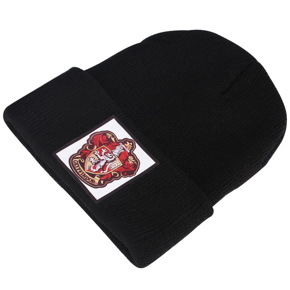 Tuque Beanie, черная трикотажная шапка, мужские шапки, Зимняя фантазия, волшебный Гриффиндор, дом, для девушек, короткая шапка, холодная шапка, женская шапка, шапка с черепом