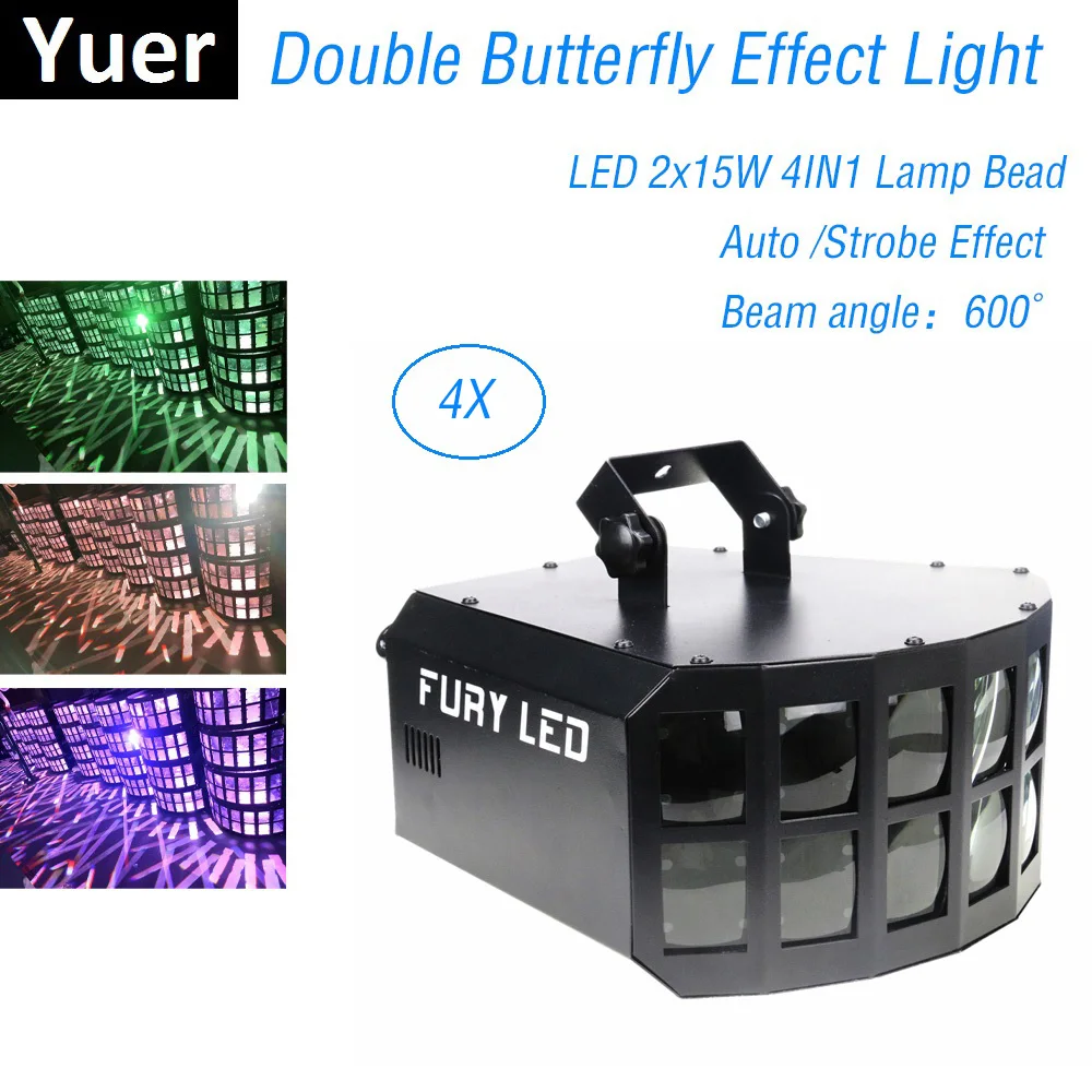 

LED Effect Light 2X15W RGBW 4IN1 LED Mixed Flashing Stage Lights Disco Lighting Effect For Party Lights Wedding KTV Strobe Light
