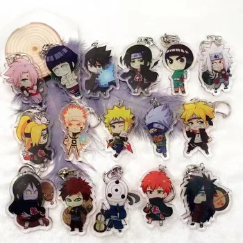 

Anime Keychains Naruto Men Keychain Pendant Accessory Obito Deidara Uchiha Sasori Itachi Acrylic Cartoon KeyRing Jewelry Brelok