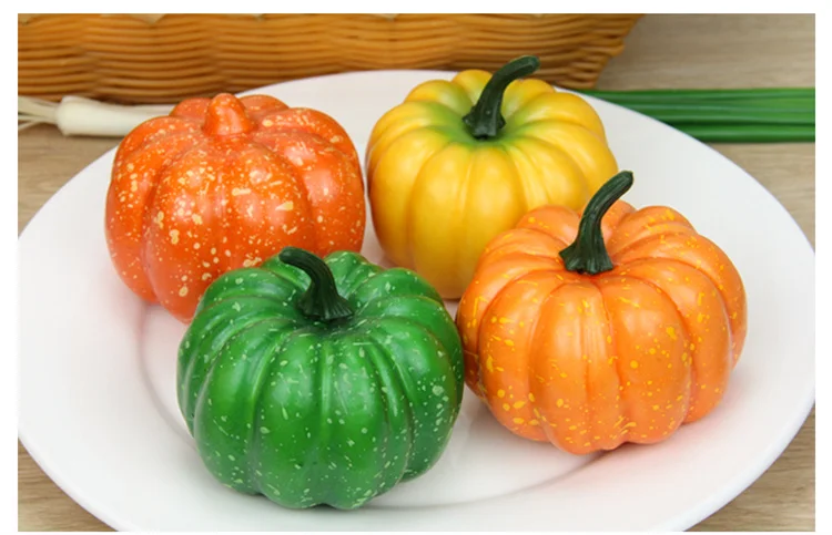 Halloween Pumpkin Decoration Simulation Pumpkin With Yellow High Imitation Foam Fake Green Pumpkin Model QW175 (1)