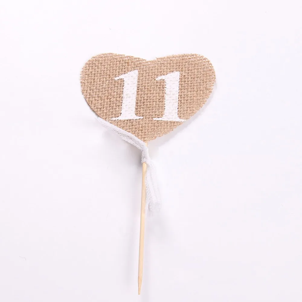 10 шт./компл. DIY Свадебная вечеринка Мешковина валентинка номер Декор персонализированные пользовательские флаг льняная карта Любовь льняная карта фестиваль Декор