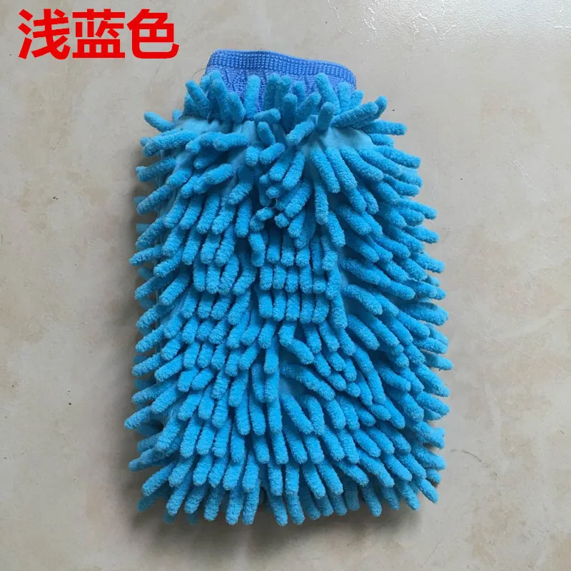 Light Blue 60G Двухсторонние синельные перчатки для мытья автомобиля, инструмент для чистки автомобиля, не повреждает краску, перчатки для чистки, для pin chi Good - Color: Light Blue 60G