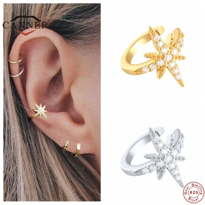 1 pcs European and American 925 Sterling Silver Clip on Earrings for Women Geometric Gold Silver Clip Earrings Without Piercing