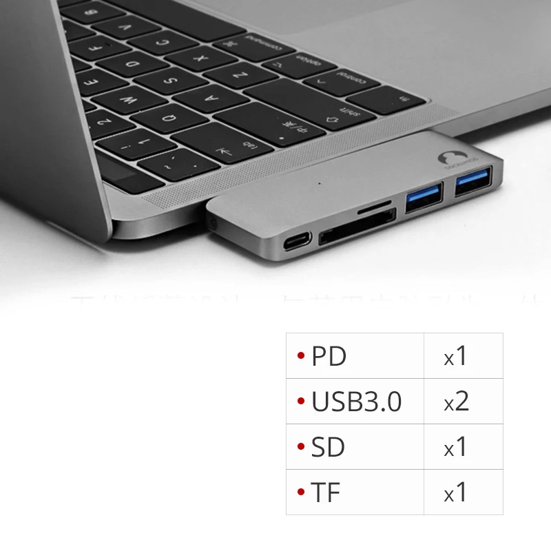 Snowkids ноутбук концентратор док-станция порт расширения Внешний USB Тип C к usb A адаптер питания SD TF для MacBook huawei samsung - Цвет: Gray  PD 2USB SD TF