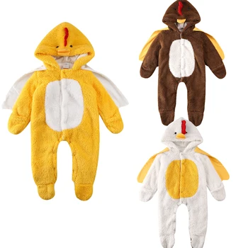 

Newborn Infant Baby Boy Girl Kid Cartoon Romper 0-24M Fur Print Hooded Jumpsuit Winter Clothes Outfit
