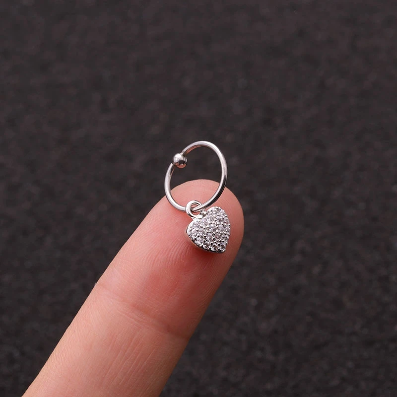 QCOOLJLY Новинка 1 шт. Золотое сердце шестигранный кристалл Tragus Daith серьги спиральный для хряща обруч перегородка ноздрил пирсинг ювелирные изделия