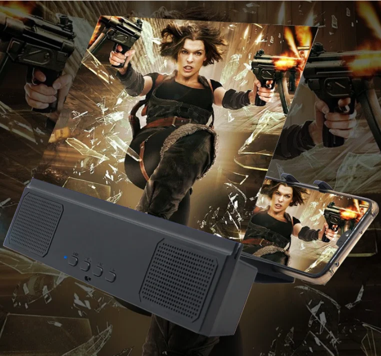 12 дюймов 5D увеличительное стекло для мобильного телефона с Bluetooth динамиком 3X HD Акриловая линза ABS рамка настольная Лупа