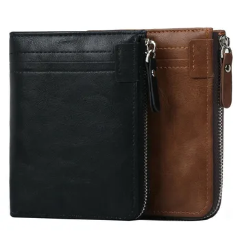 

New Arrival Men Women Leather Wallet Credit Card Holder Bifold Zip Cash Clutch Billfold Pu Anti-Theft Zipper Wallets