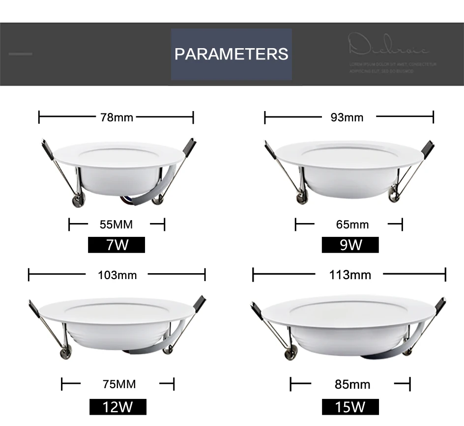 LED Downlight AC 220V 7W 9W 12W 15W 18W Cold Warm Round Recessed Lamp LED Ceiling Light Silver / White Side For Kitchen Bedroom