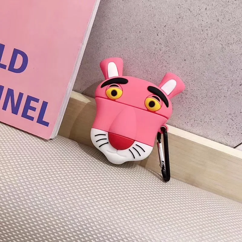 3D милый мультфильм Розовая пантера силиконовый наушник чехол для Airpods чехол для Apple Air pods 2 Аксессуары для наушников чехол для наушников
