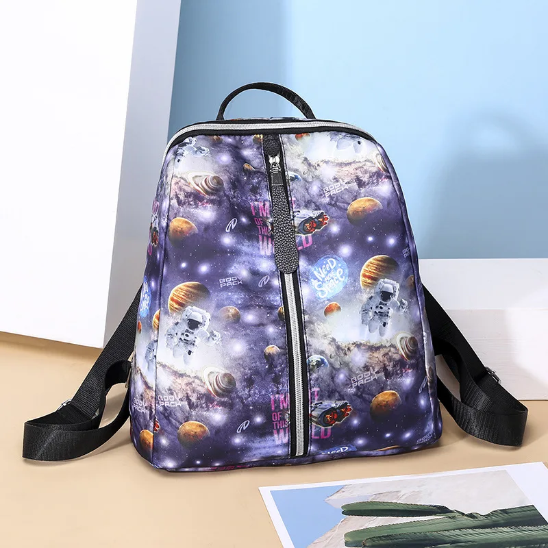 

Bag Women's 2019 New Style Nylon Backpack Trend Printed Bag Large Capacity Waterproof Oxford Cloth Backpack College