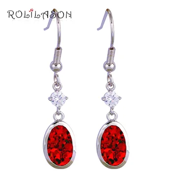 

Desinger gifts style Super supplier Wholesale & Retail Orange Fire Opal Silver Stamped Dangle Earrings Fashion Jewelry OE554