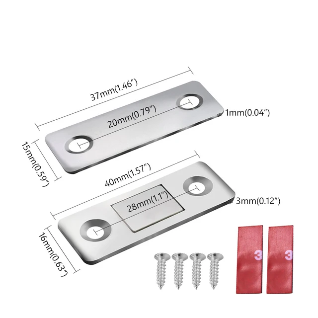  Mousike Imanes magnéticos para puertas ultrafinas, de acero  inoxidable, para cierre de puerta corrediza, armario de cocina, armario,  armario (4 unidades) : Herramientas y Mejoras del Hogar