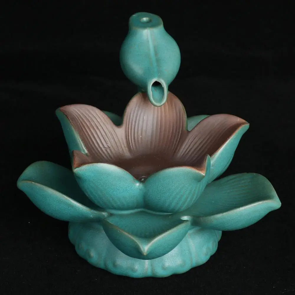 Creative Burner Holder Lotus Backflow Censer Aroma Burner Vintage Chinese Culture Decoration Use In Home Office Teahouse