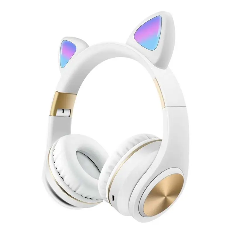 Cat Ear LED Light Wireless Foldable Bluetooth Headphones Flashing Glowing 28GE