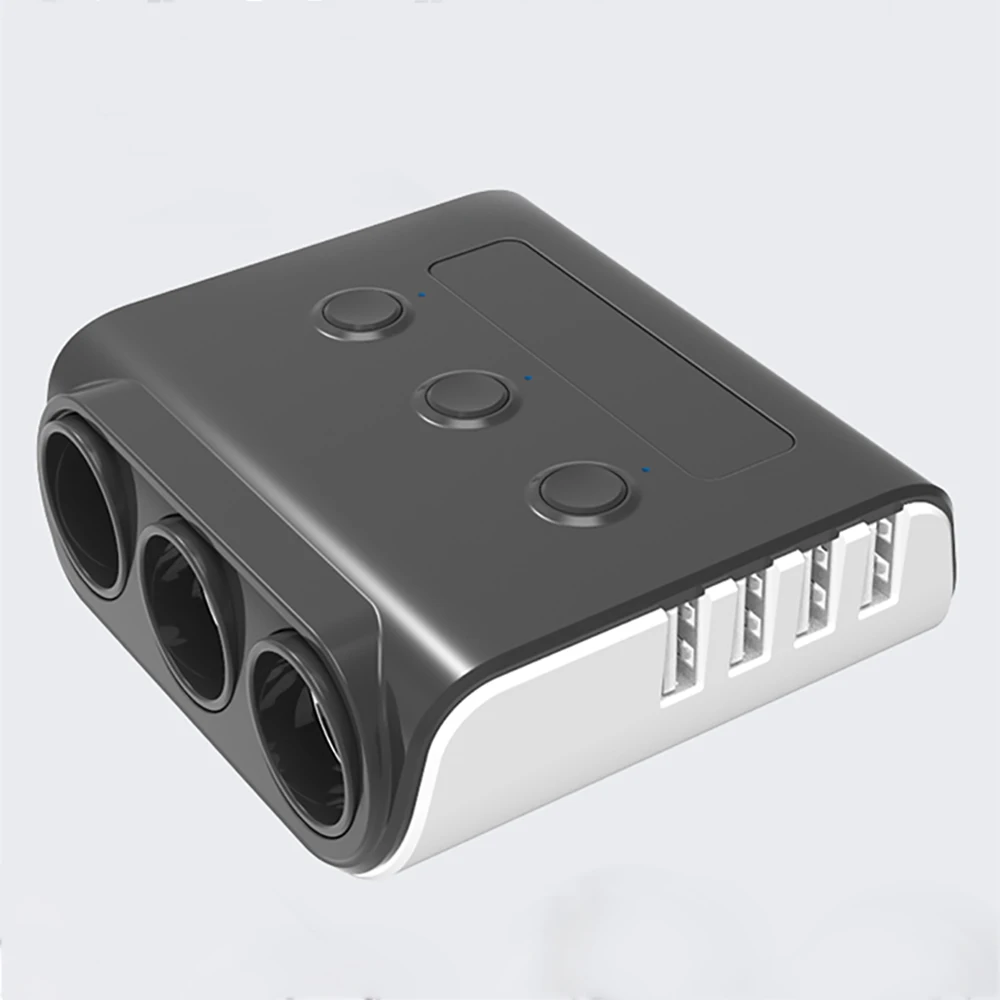 Onever прикуриватель сплиттер 100 Вт 4 USB Автомобильное зарядное устройство адаптер с светодиодный вольтметр со сменным предохранителем 10A