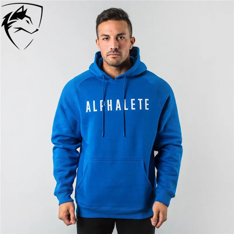 

ALPHALETE Hoodies Men Casual Cotton Sweatshirt Workout Sportswear Autumn Male Bodybuilding Training Hooded Pullover Hoodies